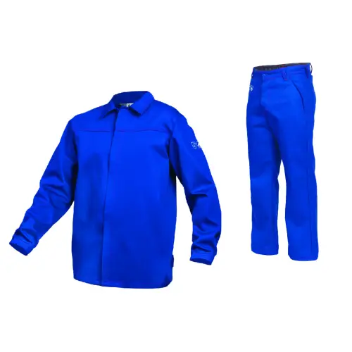 Ubranie robocze bluza+spodnie do pasa/ogrodniczki SPAWACZ SARA niebieskie